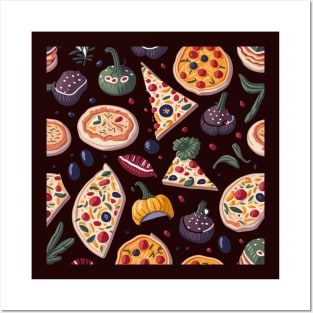 Seamless pattern with pizza Posters and Art